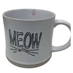 MEOW Coffee Mug CatLovers, Cottagecore, Ceramic 3.5"Tall 16 oz.